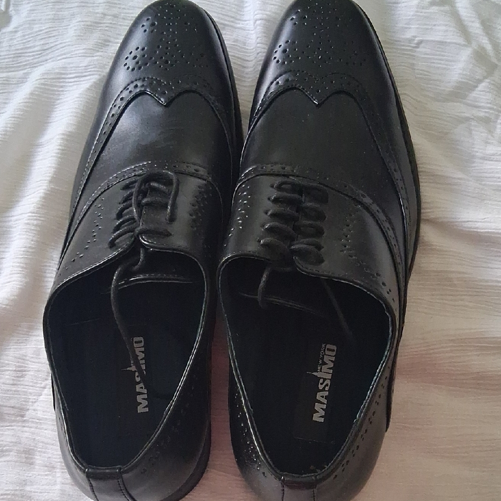 Massimo Elegant Black Leather Derbys